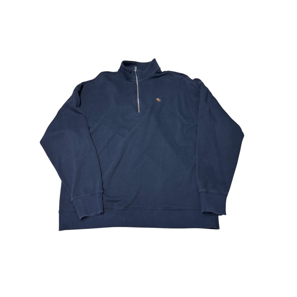Abercrombie & Fitch Mens XXL Navy Blue Relaxed Soft Fleece Quarter Zip Pullover